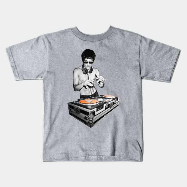 Dj Bruce Lee Movie Enthusiasts Recordings Kids T-Shirt by jonathanptk